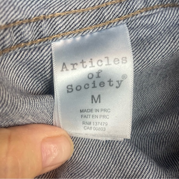 Articles of Society Blue Jean Denim Frayed Edge Jacket Sz Medium - Picture 6 of 14